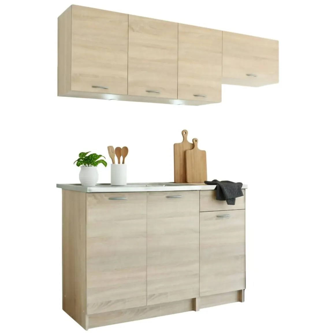Cucina Marrone Rovere Modulabile un Cassetto, 3 Ripiani - Sora
