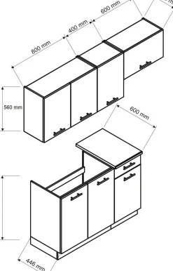Cucina Marrone Rovere Modulabile un Cassetto, 3 Ripiani - Sora