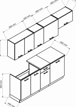 Cucina Marrone Rovere Modulabile un Cassetto, un Ripiano - Urzulei