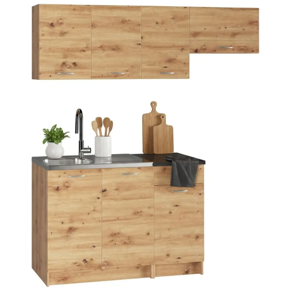 Cucine > Dmora Cucina Modulabile un Cassetto, un Ripiano - Sora Marrone Rovere Nodi