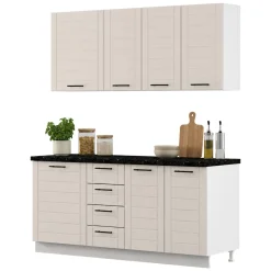 Cucina Marrone Sabbia Nero 4 Cassetti Modulabile, Apertura Battente, Scorrevole - Monsch