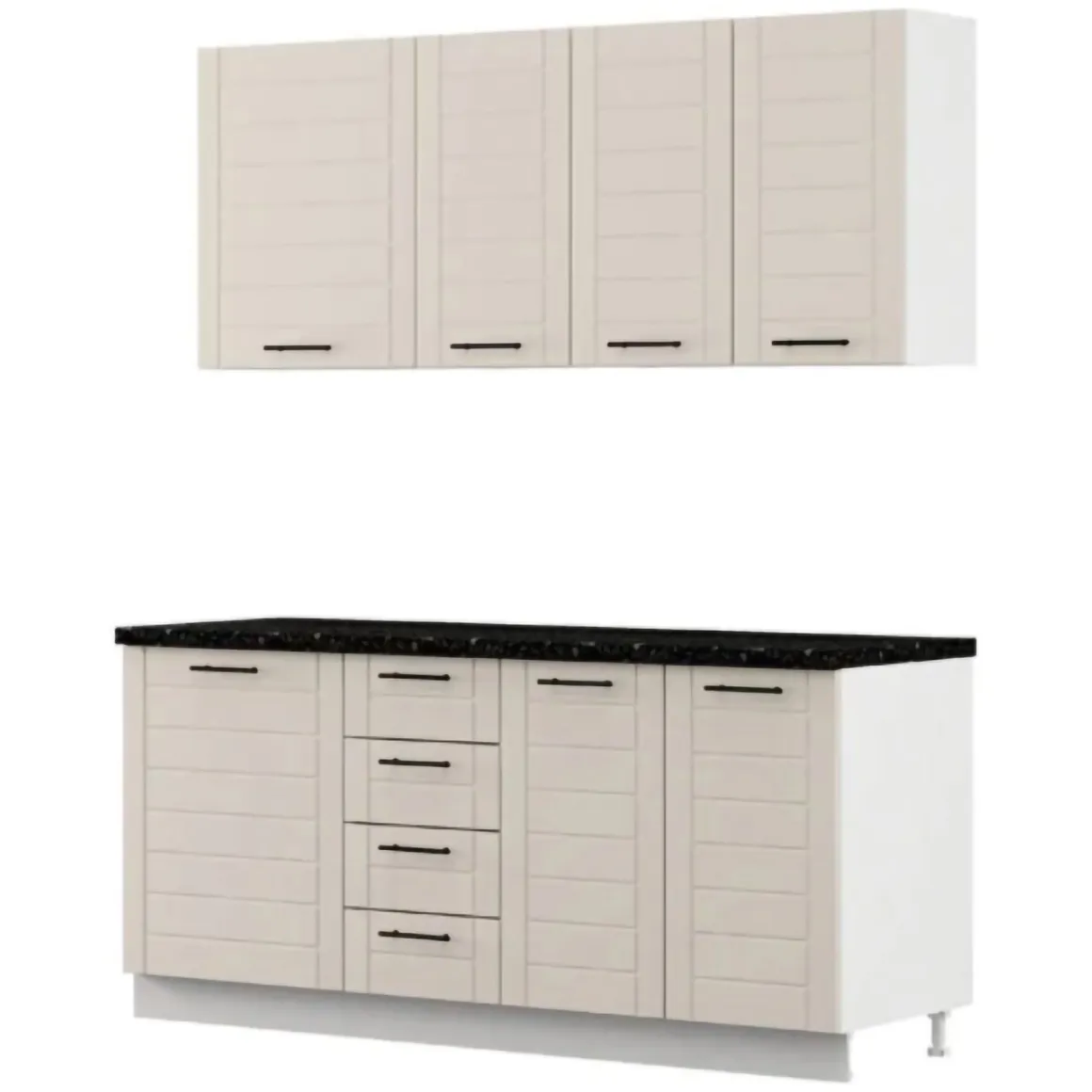 Cucina Marrone Sabbia Nero 4 Cassetti Modulabile, Apertura Battente, Scorrevole - Monsch