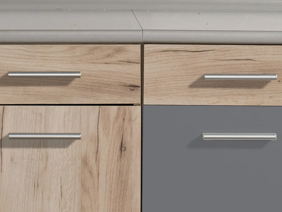 Cucine > Dmora Cucina Nero Antracite Marrone Rovere 2 Cassetti 5 Ripiani, 10 Ante - Bornago Marrone Rovere, Nero Antracite