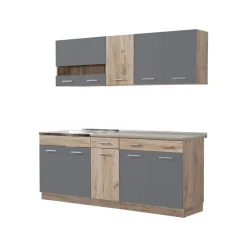 Cucine > Dmora Cucina Nero Antracite Marrone Rovere 2 Cassetti 5 Ripiani, 10 Ante - Bornago Marrone Rovere, Nero Antracite