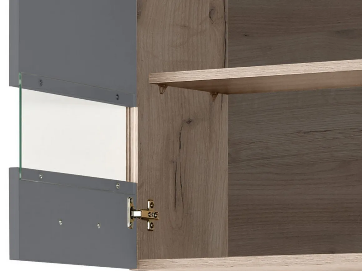 Cucine > Dmora Cucina Nero Antracite Marrone Rovere un Cassetto 3 Ripiani, 6 Ante - Lanzo Marrone Rovere, Nero Antracite
