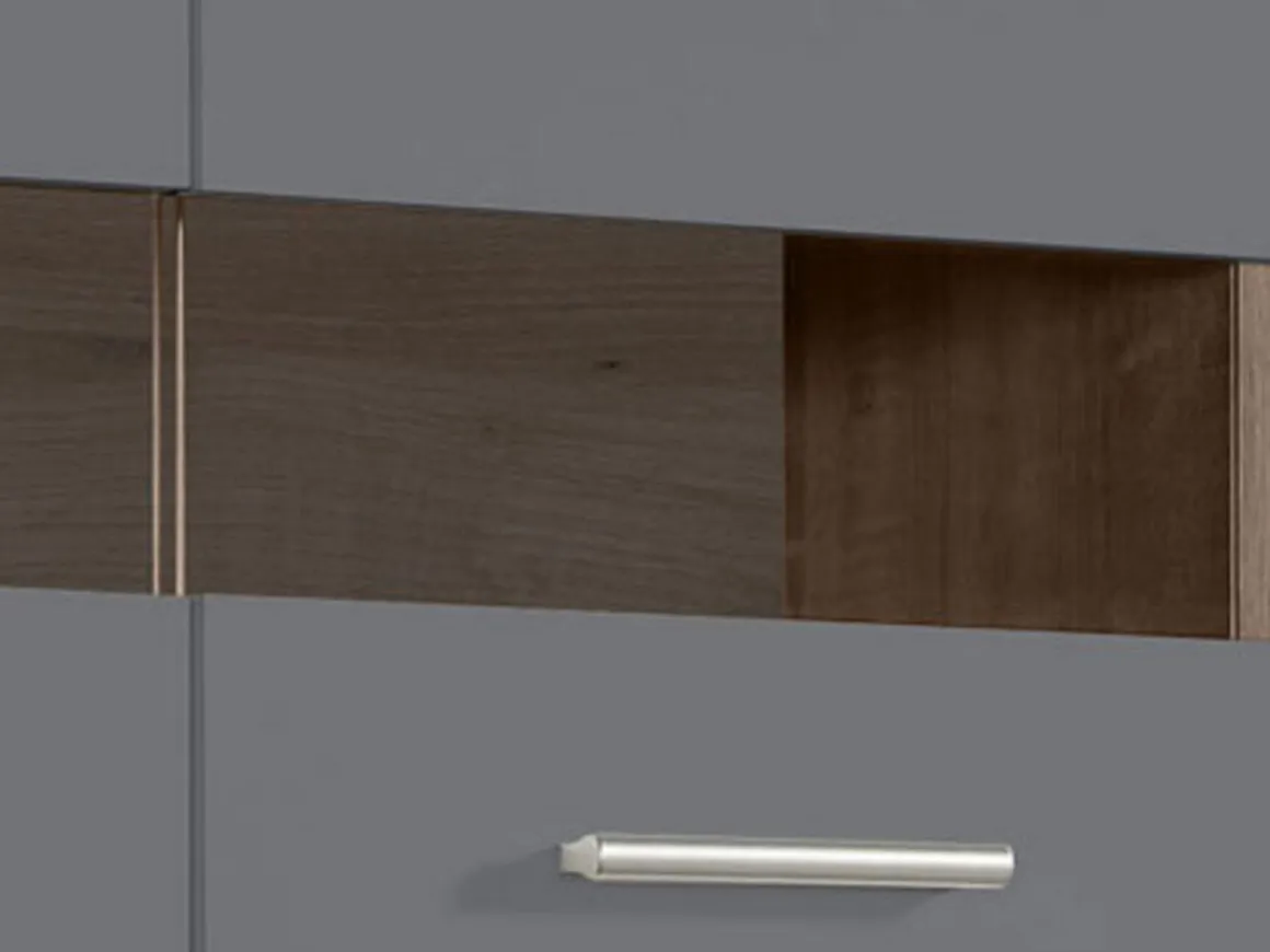 Cucine > Dmora Cucina Nero Antracite Marrone Rovere un Cassetto 3 Ripiani, 6 Ante - Lanzo Marrone Rovere, Nero Antracite