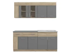 Cucine > Dmora Cucina Nero Antracite Marrone Rovere un Cassetto 4 Ripiani, 8 Ante - Solarolo Marrone Rovere, Nero Antracite