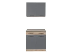 Cucina Nero Antracite Marrone un Cassetto 3 Ripiani, Apertura Battente, Scorrevole - Garessio