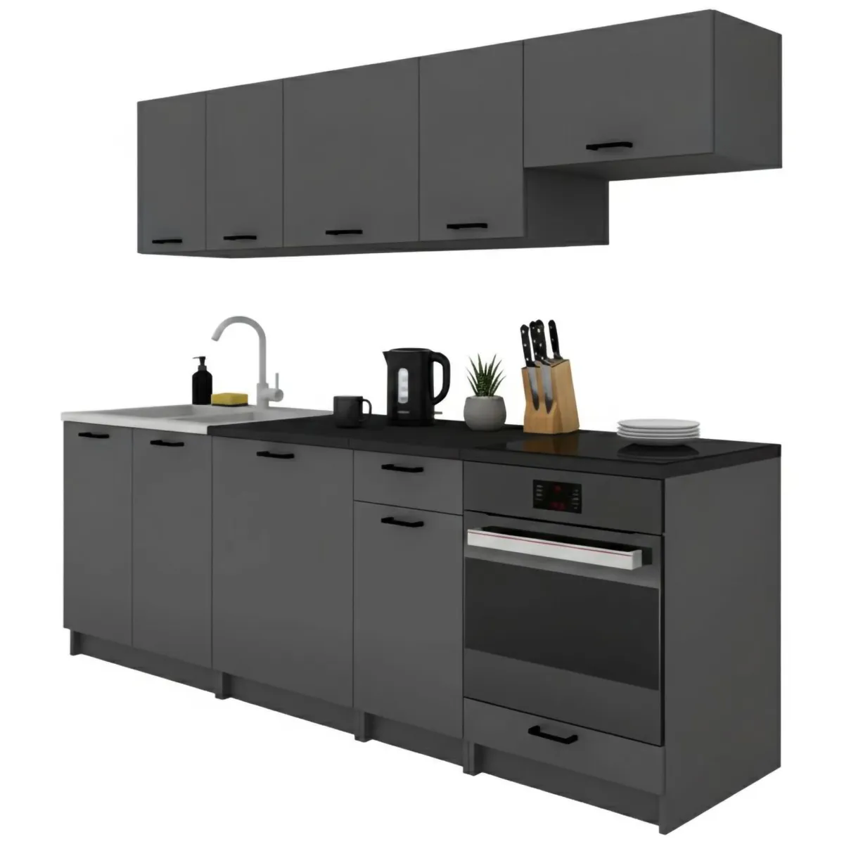 Cucine > Dmora Cucina Modulabile un Cassetto, un Ripiano - Miogli Nero Antracite