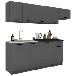 Cucina Nero Antracite Modulabile un Cassetto, un Ripiano - Rostas
