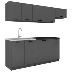 Cucina Nero Antracite Modulabile un Cassetto, un Ripiano - Rostas