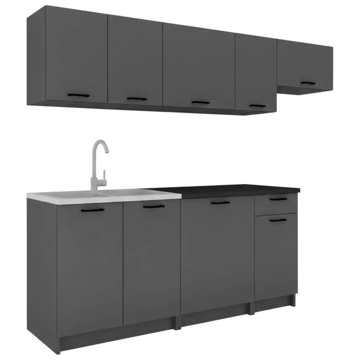 Cucina Nero Antracite Modulabile un Cassetto, un Ripiano - Rostas