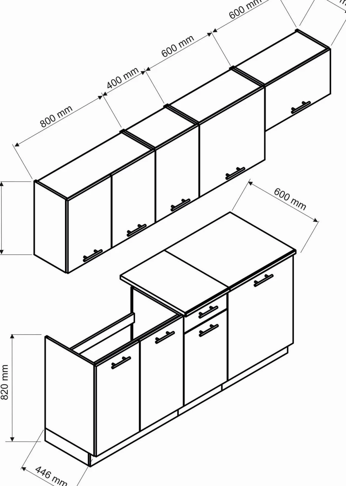 Cucina Nero Antracite Modulabile un Cassetto, un Ripiano - Rostas