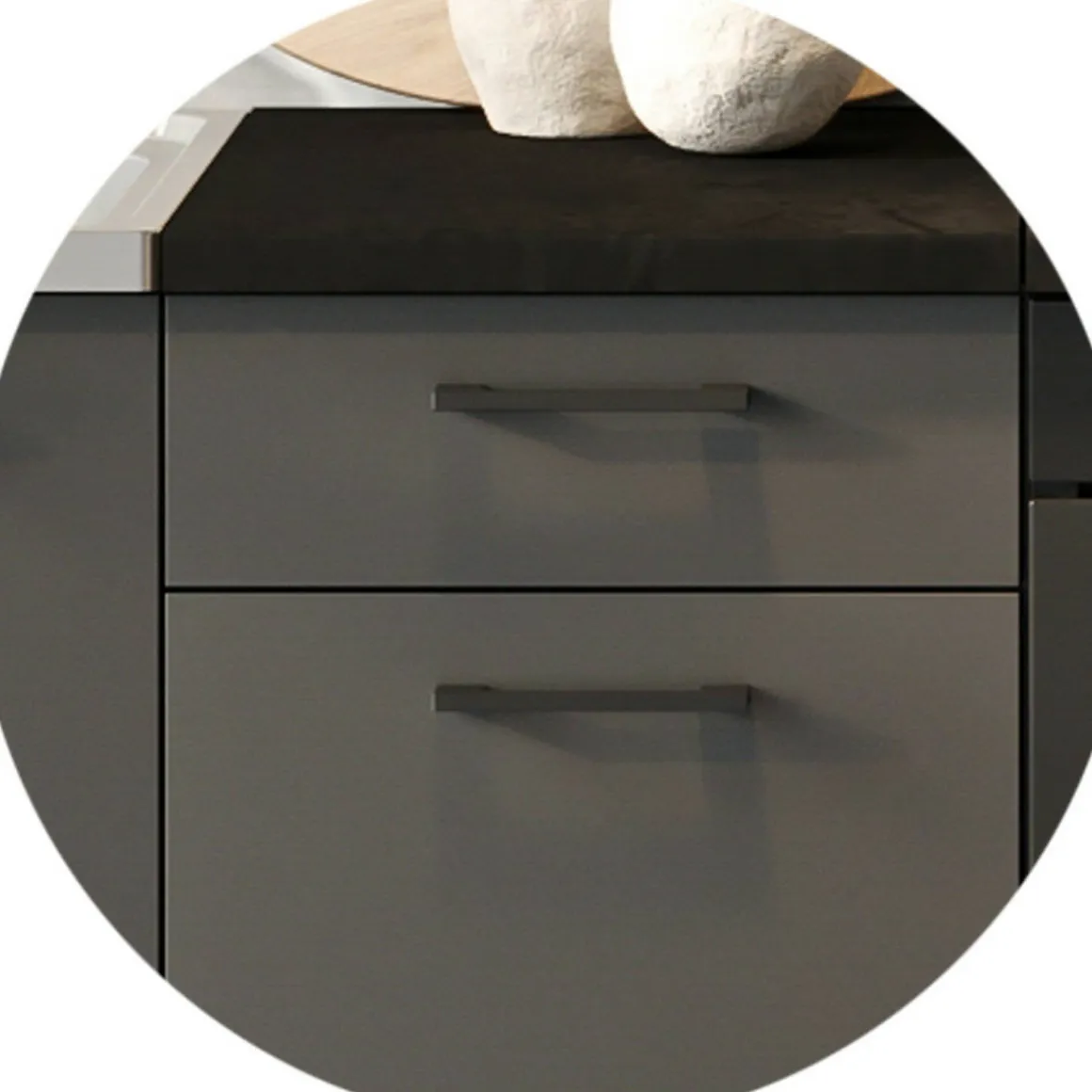 Cucina Nero Antracite Modulabile un Cassetto, un Ripiano - Rostas
