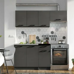 Cucine > Dmora Cucina un Ripiano Modulabile, un Cassetto - Cormone Nero Antracite