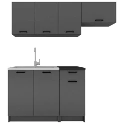Cucine > Dmora Cucina un Ripiano Modulabile, un Cassetto - Cormone Nero Antracite