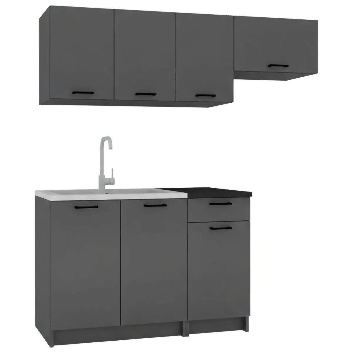 Cucine > Dmora Cucina un Ripiano Modulabile, un Cassetto - Cormone Nero Antracite