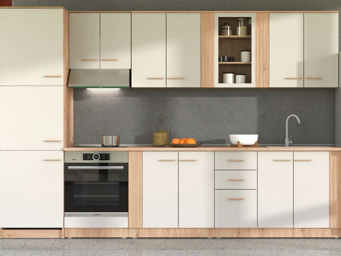 Mobili Dispensa > Dmora Dispensa da Cucina Beige Marrone Rovere Nodi un Ripiano 2 Ante 60x30x57h cm, 2 Vani - Volvera Marrone, Beige Rovere Nodi