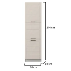 Mobili Dispensa > Dmora Dispensa da Cucina Bianco Crema Bianco 6 Ripiani Apertura Battente 60x58x214h cm, 3 Ante - Hallst Bianco, Bianco Crema