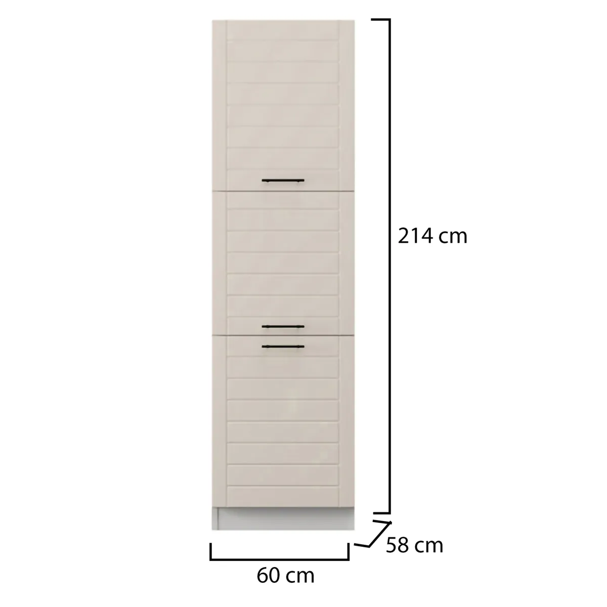 Mobili Dispensa > Dmora Dispensa da Cucina Bianco Crema Bianco 6 Ripiani Apertura Battente 60x58x214h cm, 3 Ante - Hallst Bianco, Bianco Crema