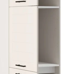 Mobili Dispensa > Dmora Dispensa da Cucina Bianco Crema Bianco 6 Ripiani Apertura Battente 60x58x214h cm, 3 Ante - Hallst Bianco, Bianco Crema