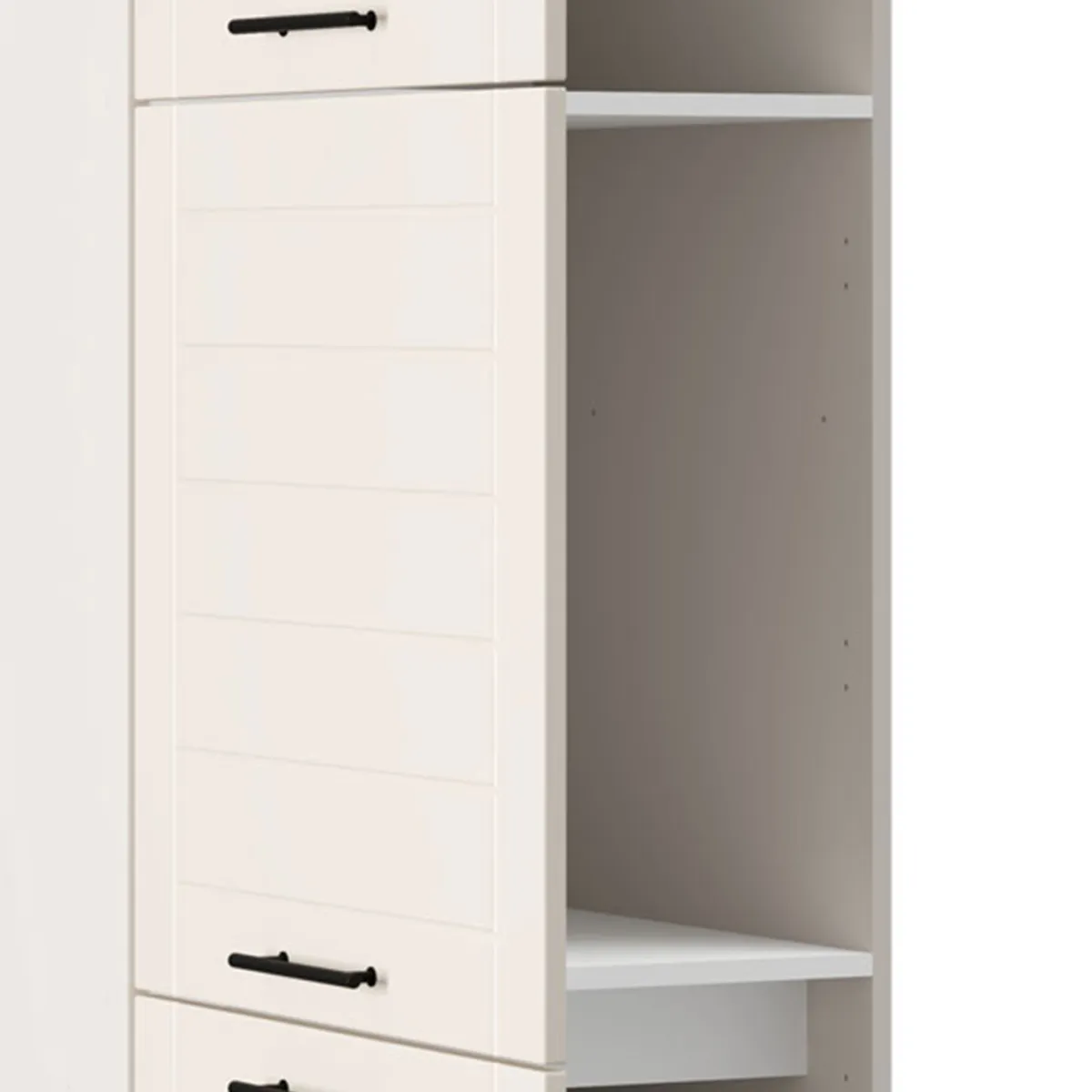 Mobili Dispensa > Dmora Dispensa da Cucina Bianco Crema Bianco 6 Ripiani Apertura Battente 60x58x214h cm, 3 Ante - Hallst Bianco, Bianco Crema