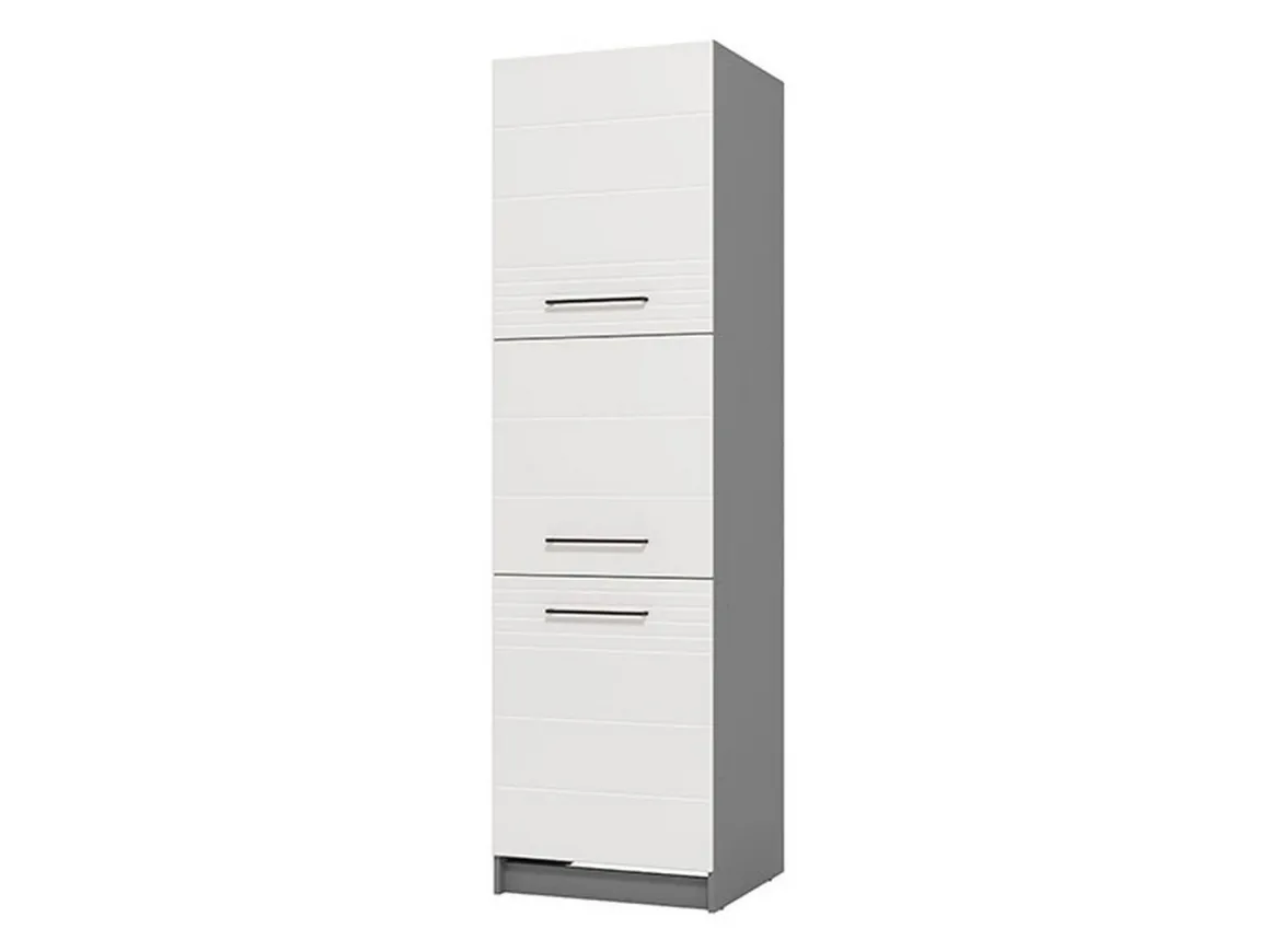 Dispensa da Cucina Bianco Grigio 5 Ripiani 3 Ante 60x58x215h cm, Apertura Battente - Moiolaa