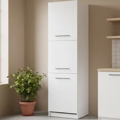 Mobili Dispensa > Dmora Dispensa da Cucina Bianco Nero 5 Ripiani 3 Ante 60x58x215h cm, Apertura Battente - Falmentaa Nero, Bianco
