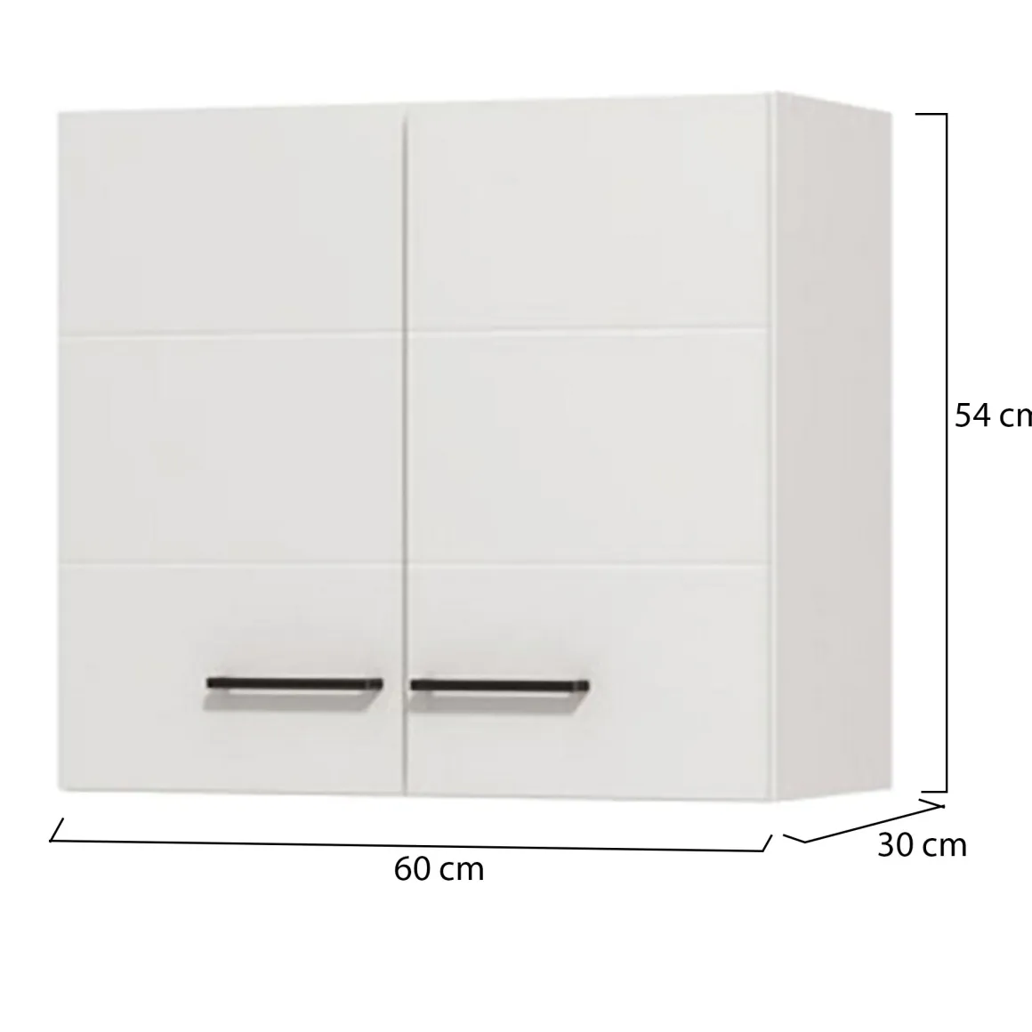Dispensa da Cucina Bianco Nero un Ripiano 2 Ante 60x30x54h cm, Apertura Battente - Falmenta