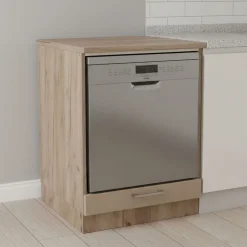 Dispensa da Cucina Marrone Rovere Nodi Beige un Cassetto 2 Ripiani 60x56.5x82h cm, un Vano - Volvera