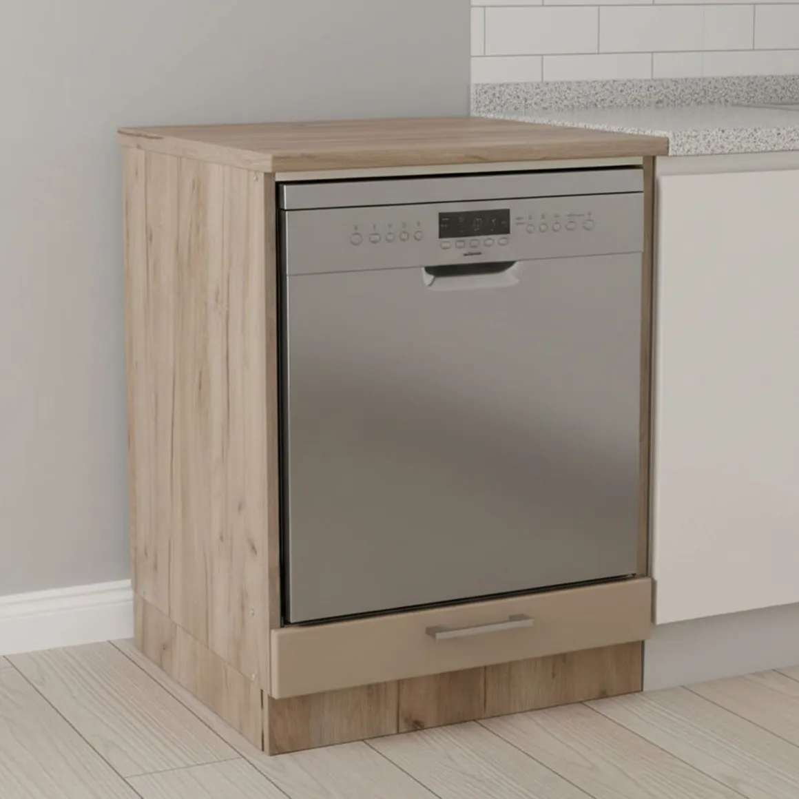 Dispensa da Cucina Marrone Rovere Nodi Beige un Cassetto 2 Ripiani 60x56.5x82h cm, un Vano - Volvera