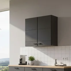 Dispensa da Cucina Nero Antracite un Ripiano 2 Ante 60x30x57h cm, 2 Vani - Palmiano