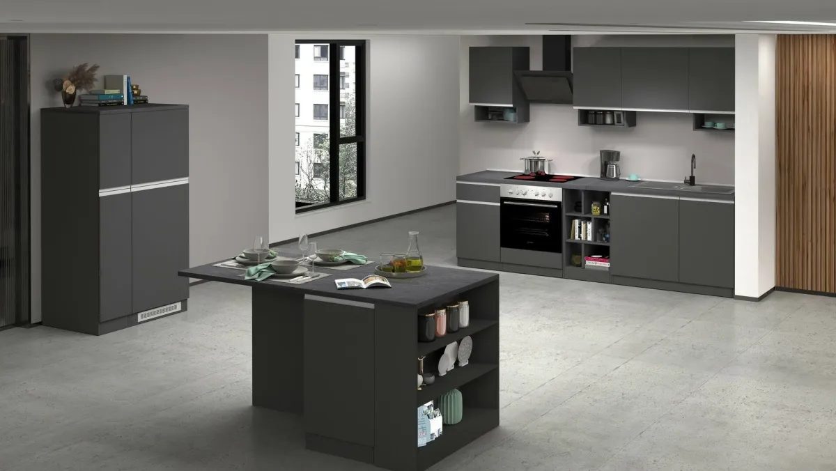 Cucina|Mobili Dispensa > Dmora Dispensa multiuso 2 ante 30x165h cm antracite e ardesia - Atrax Grigio Ardesia, Nero Antracite