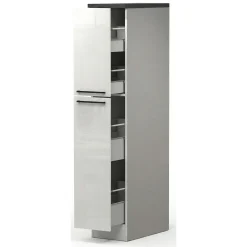 Cucina|Mobili Dispensa > Dmora Dispensa multiuso 2 ante 30x165h cm bianco lucido e ardesia - Atrax Grigio Ardesia, Bianco Lucido