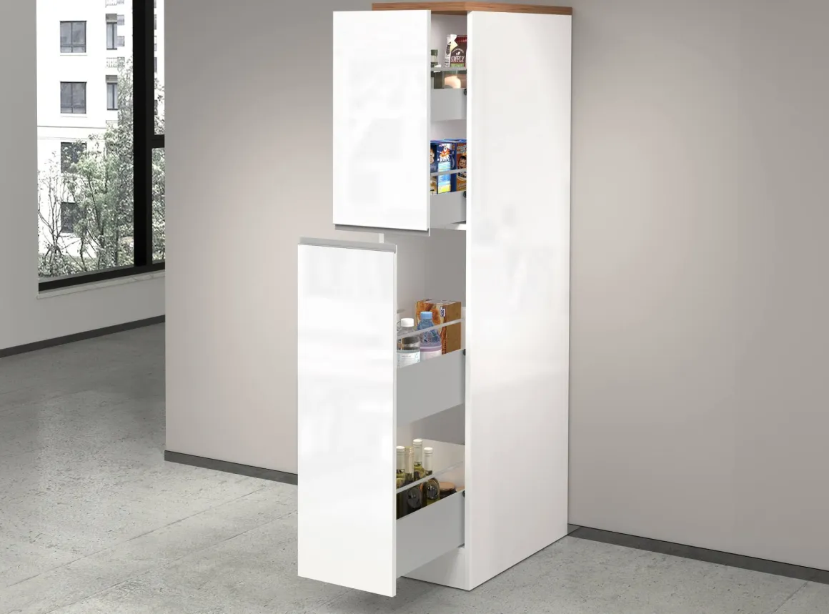 Dispensa multiuso 2 ante 30x165h cm bianco lucido e rovere - Atrax