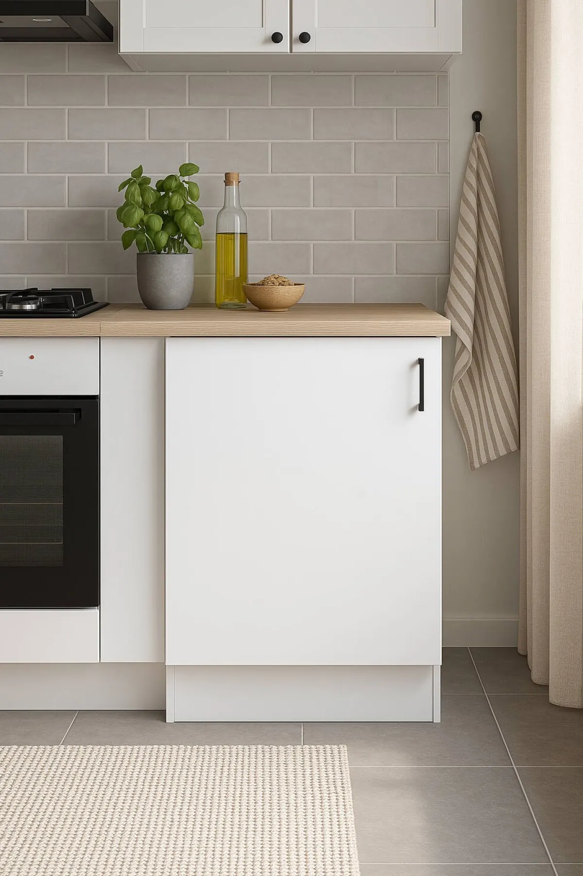 Mobili Dispensa > Dmora Dispensa piccola verticale 60x90h cm bianco e rovere - Zerna Marrone, Bianco Rovere