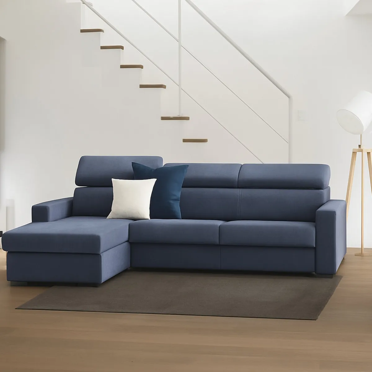 Divani Angolari|Divani Fissi Con Penisola > Dmora Divano ad angolo 260x95x85h cm - Aryaly Blu