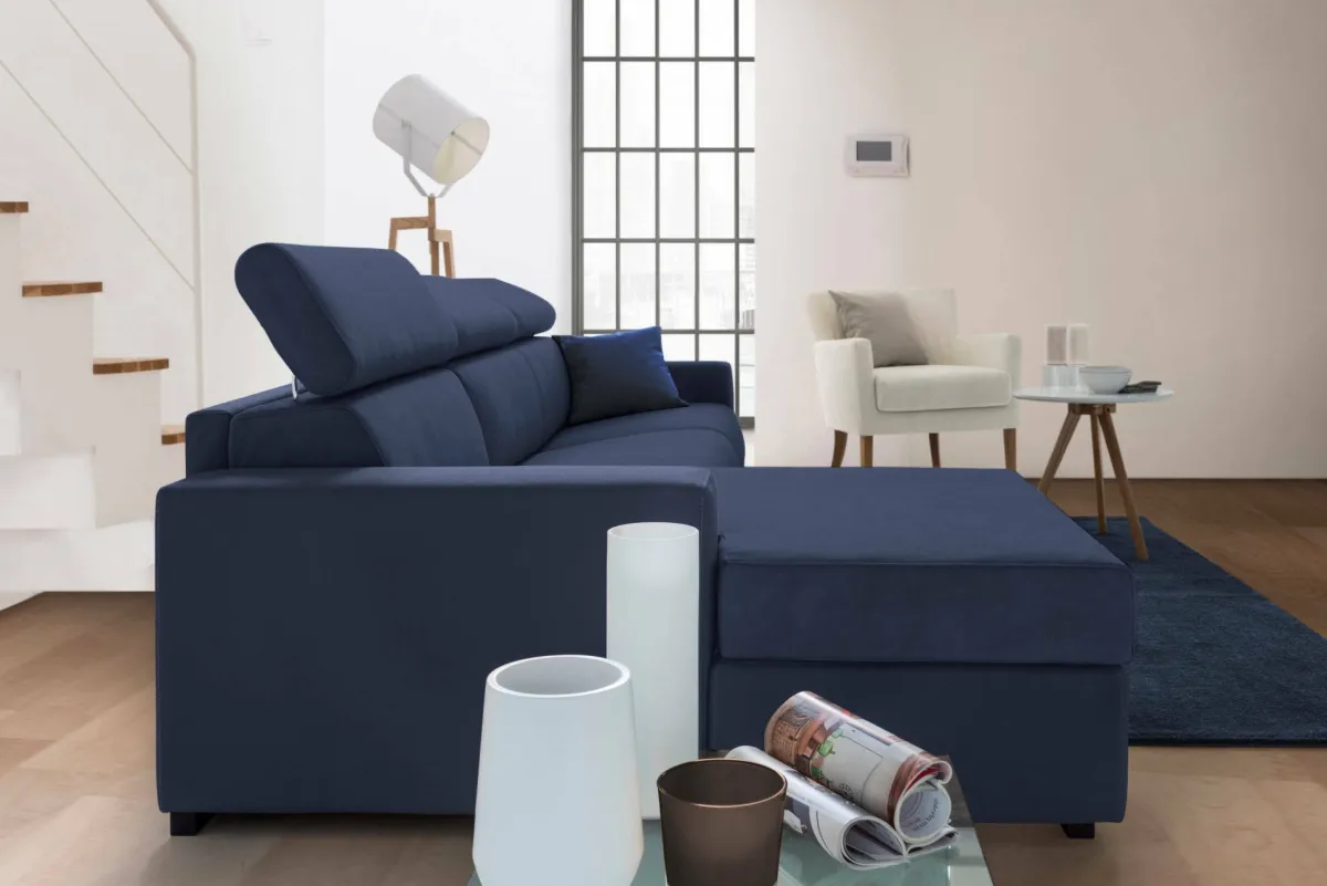 Divani Angolari|Divani Fissi Con Penisola > Dmora Divano ad angolo 260x95x85h cm - Aryaly Blu