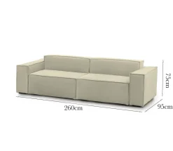 Salotto|Divani Fissi 3 Posti > Dmora Divano angolare 260x95x70h cm - Argo Beige