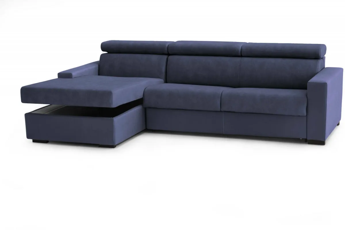 Divani Angolari|Divani Fissi Con Penisola > Dmora Divano angolare 280x95x85h cm - Akela Blu