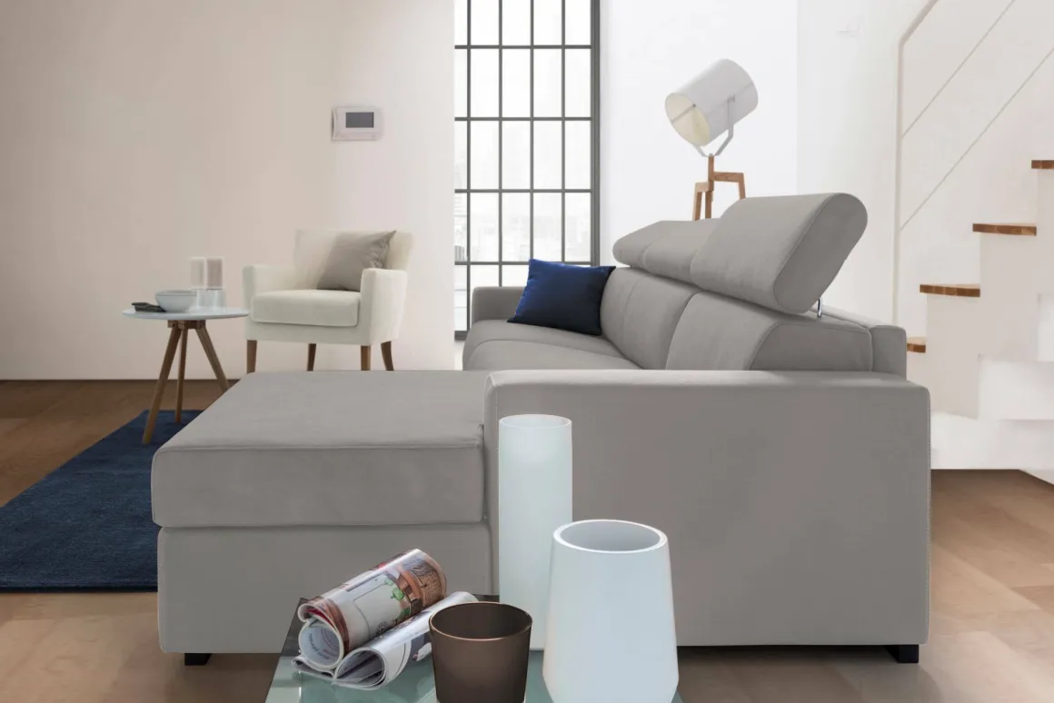 Divano angolare grigio 280x95x85h cm - Ameno
