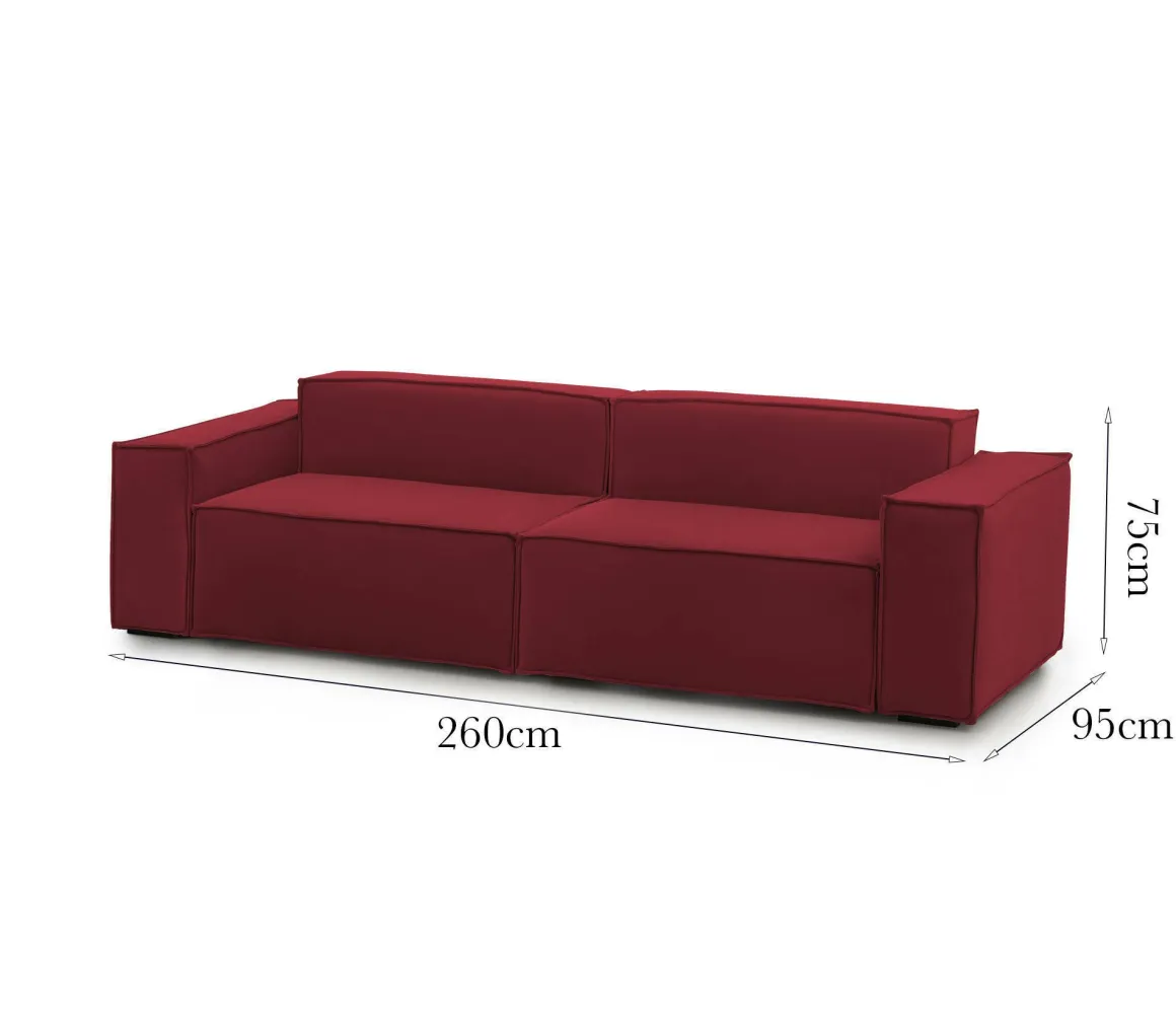 Divano angolare rosso 260x95x70h cm - Argo