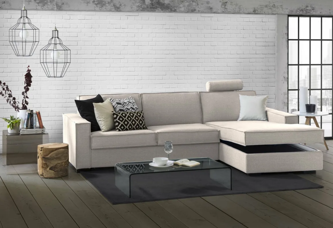 Divano angolare tortora 280x95x90h cm - Ametrino
