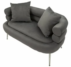 Divani Fissi 2 Posti > Dmora Divano classico grigio e argento 133x68x69h cm - Casier Argento, Grigio
