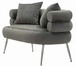 Divani Fissi 2 Posti > Dmora Divano classico grigio e argento 133x68x69h cm - Casier Argento, Grigio