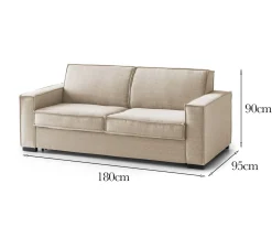 Divani Fissi 2 Posti|Salotto > Dmora Divano con braccioli 220x95x70h cm - Lepidolite Beige