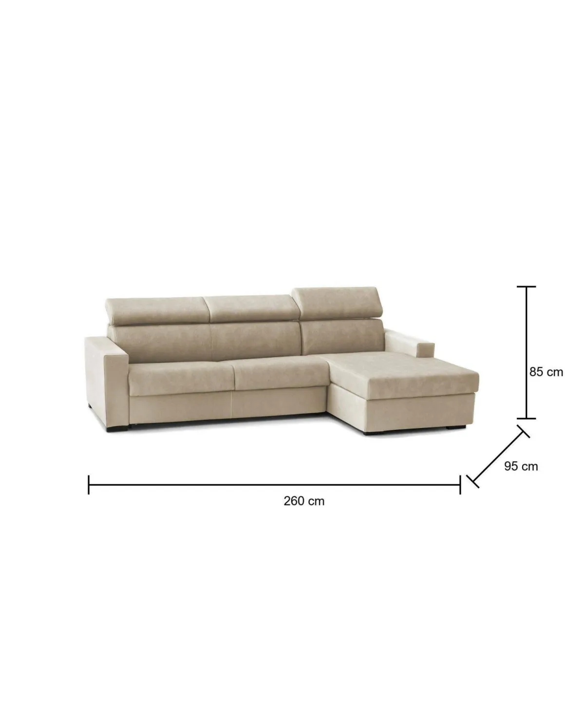 Divani Angolari|Divani Fissi Con Penisola > Dmora Divano con braccioli 260x95x90h cm - Azechiele Beige