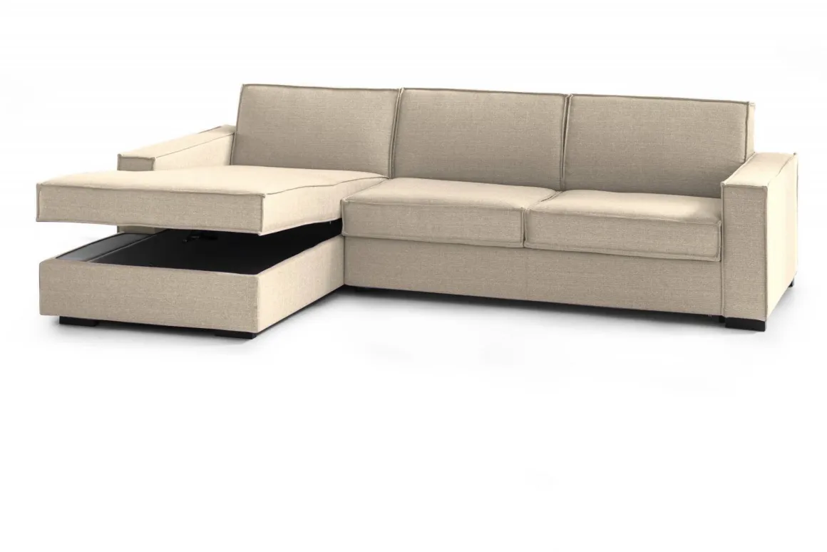 Divano con braccioli beige 280x95x90h cm - Anila