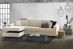 Divano con braccioli beige 280x95x90h cm - Anila