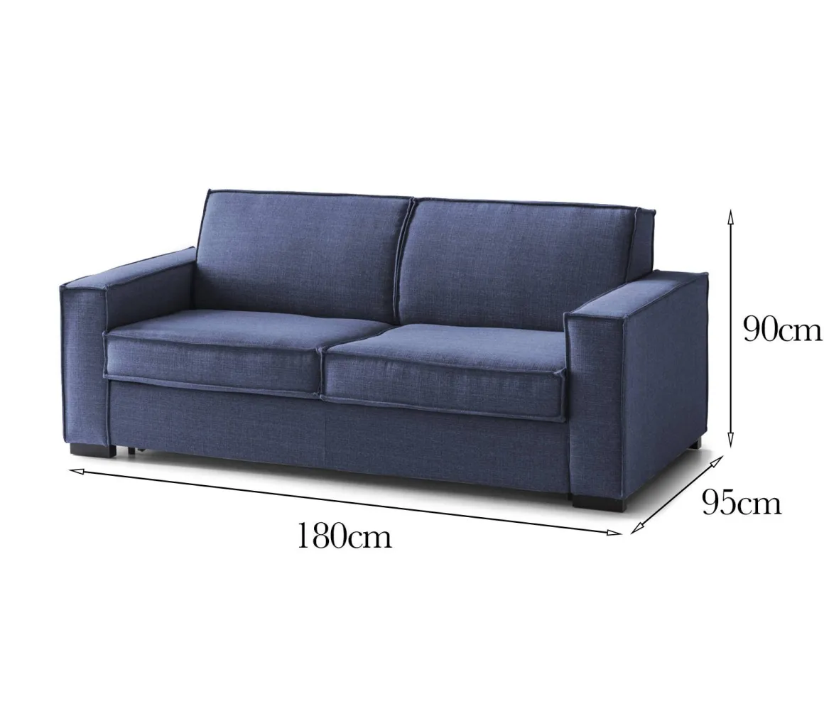 Salotto|Divani Fissi 3 Posti > Dmora Divano con braccioli 200x95x90h cm - Larimar Blu